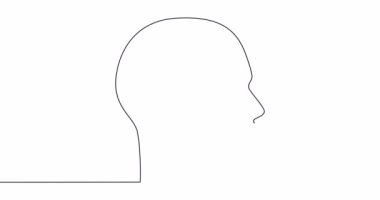 Otomatik çizim çizgisi animasyonu Saat aralıksız çizgi konsepti olan insan kafası