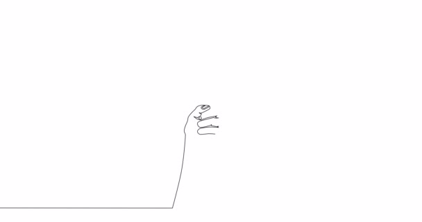 Self Drawing Line Animation Hand Holding Signboard Dollar Sign Continuous — Αρχείο Βίντεο