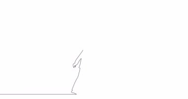 Self drawing line animation man on Stairs of success and dollar continuous line drawn concept video