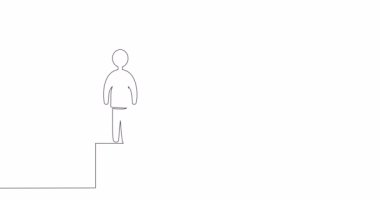 Self drawing line animation winner on podium continuous line drawn concept video