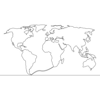 Continuous one single line drawing Map of the Earth icon vector illustration concept