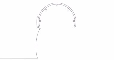 Self drawing line animation businessmen crowd standing on giant clock time management continuous one single line drawn concept video