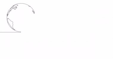 Self drawing line animation World Travel and tourism destination continuous one single line drawn concept video