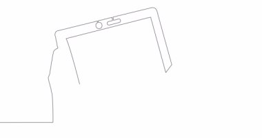 Self drawing line animation tablet visualization continuous one single line drawn concept video