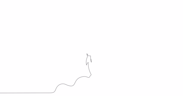 Self Drawing Line Animation Rocket Continuous One Single Line Drawn — Video Stock