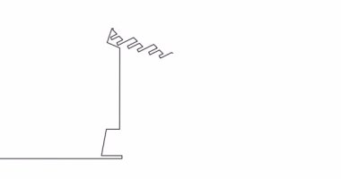 Kendi kendine çizim çizimi animasyonu Petrol Derrick Pompası sürekli tek satır çizilmiş konsept video