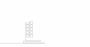 Kendi kendine çizim çizimi animasyonu Hastane binası sürekli tek bir çizgi çizilmiş konsept video