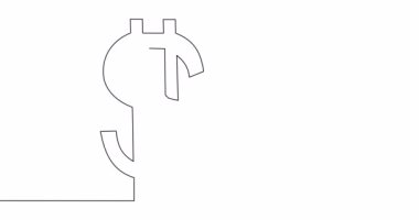 Otomatik çizim çizimi animasyon işadamı el çizimi dolar işareti sürekli tek çizgi çizilmiş konsept video