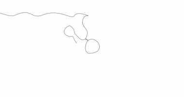 Kendi kendine çizim çizimi animasyonu Soyut virüs türü modeli sürekli tek bir çizgi çizilmiş konsept video