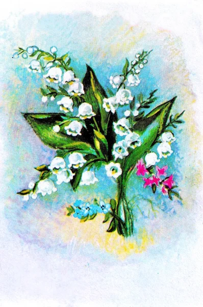 はがきブルガリア 1970 年花の花束のイメージ — ストック写真