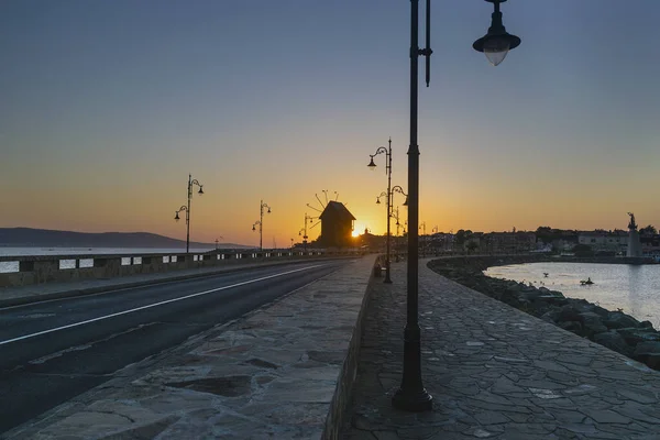 Ville Nesebar Lever Soleil Célèbre Station Balnéaire Bulgare — Photo