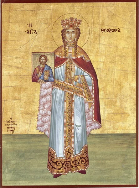 Orthodox Icon Byzantine Style Saint Theodora — Zdjęcie stockowe