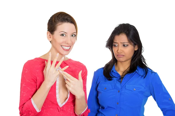 Woman excited to be engaged — Stock Photo, Image