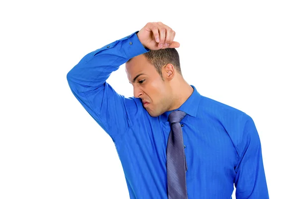 Man sniffing his armpit — Stock Photo, Image