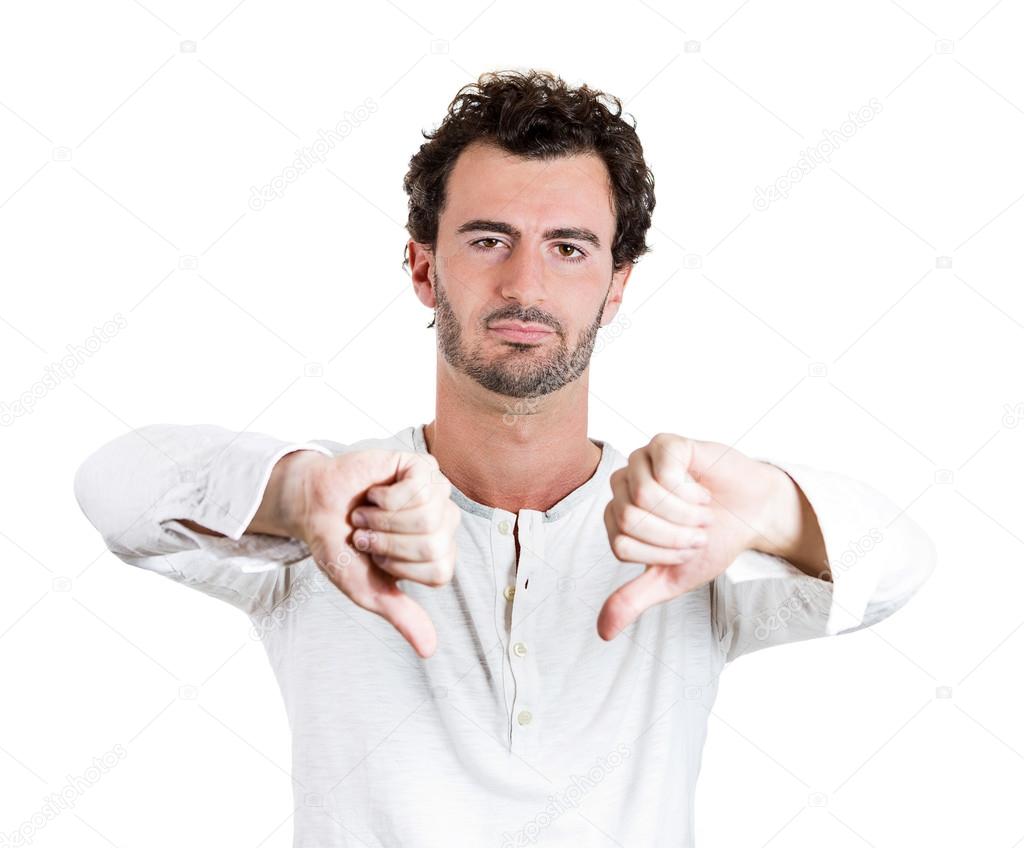 Man showing thumbs down sign