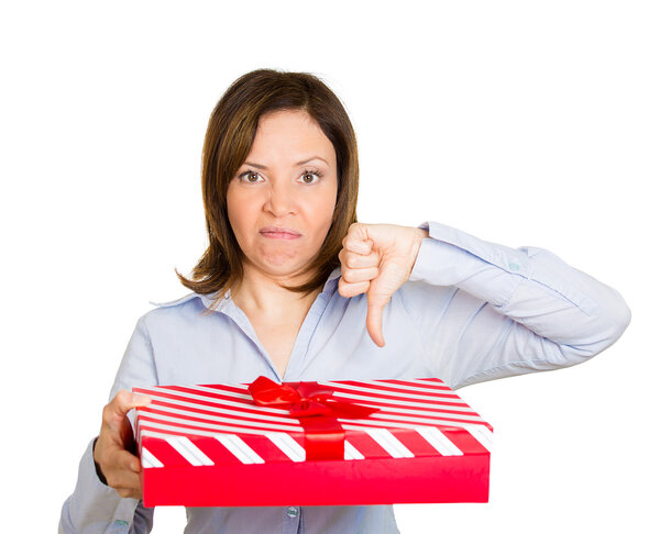 Woman showing thumbs down