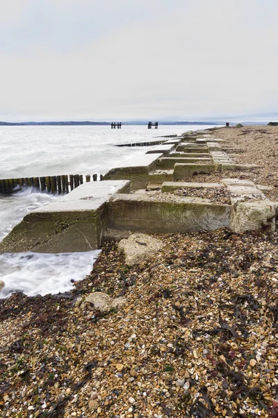 Lepe Beach - launch site for WWII Mulberry Harbours. — Stock Photo, Image