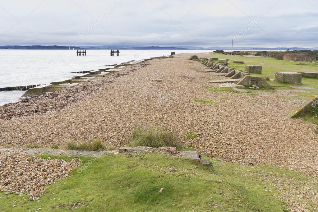 Lepe Beach,WWII launch point for Mulberry Harbours and departur
