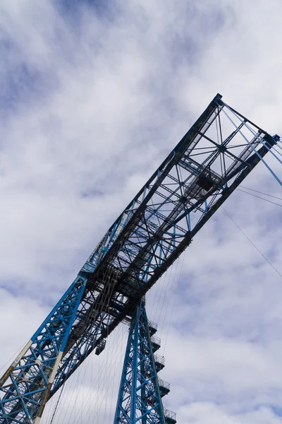 Large blue girders from below, Tees Transporter Bridge, Middlesb — Stock Photo, Image