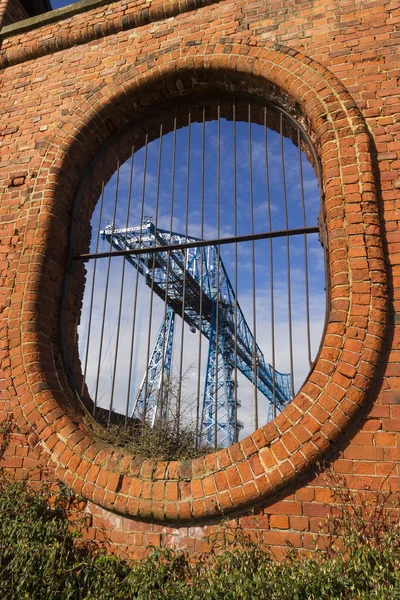 Large blue girders, Tees Transporter Bridge, Middlesbrough, Engl — Stock Photo, Image