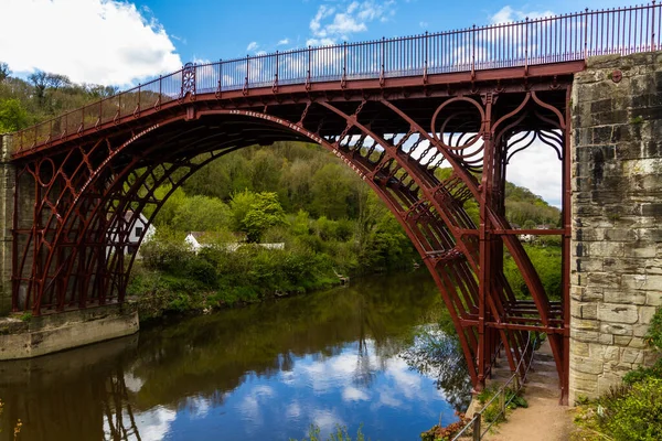 Vista Fino Primo Ponte Ferro Ironbridge Telford Shropshire Paesaggio — Foto Stock