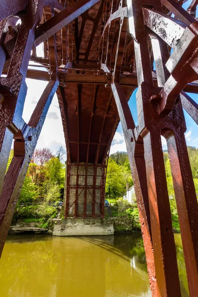 Debajo Del Primer Puente Hierro Ironbridge Telford Shropshire Retrato —  Fotos de Stock