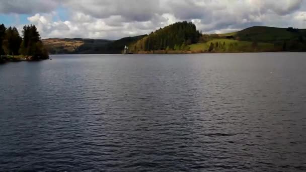 Lake Llyn Vyrnwy Reservoir Oswestry Powys North Wales Landscape Wide — Wideo stockowe
