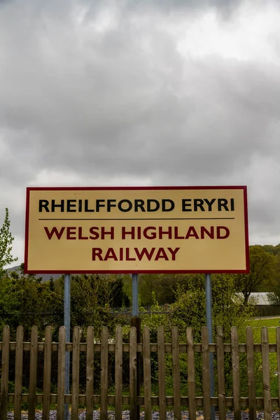 Sign Welsh Highland Railway Narrow Gauge Heritage Railway North Wales — Stock Photo, Image
