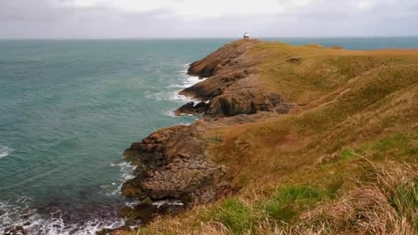 View Northern End Porthdinllaen Peninsula Coastguard Lookout Distance North Wales — Vídeo de Stock