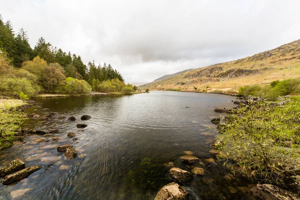 Lake Llyn Llynnau Mymbyr Snowdonia National Park Landscape — Fotografia de Stock