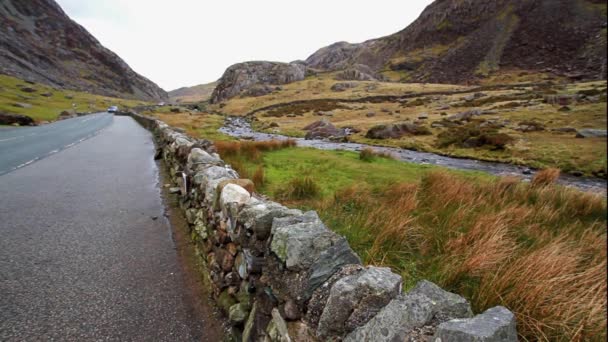 Llanberis Wales Mei 2021 Video A4086 Weg Door Llanberis Pas — Stockvideo