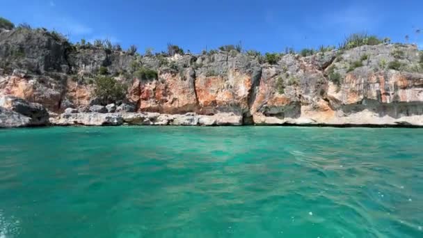 Boat Trip Pedernales Dominican Republic Amazing Famous Bahia Las Aguilas — Stockvideo