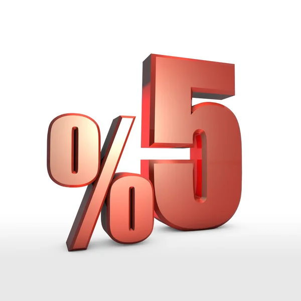 Yüzde 5 Metalik Kırmızı Yüzdelik Sayılar — Stockfoto
