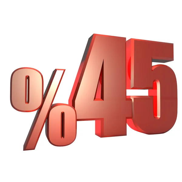 Yüzde 45 Metalik Kırmızı Yüzdelik Sayılar — Zdjęcie stockowe