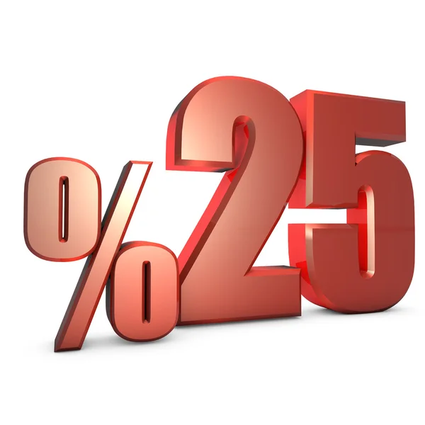Yüzde 25 Metalik Kırmızı Yüzdelik Sayılar — Stockfoto