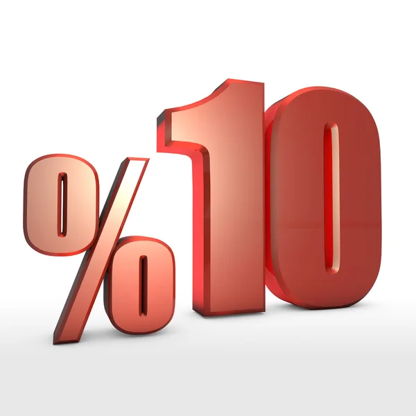 Yüzde 10 Metalik Kırmızı Yüzdelik Sayılar — Stockfoto