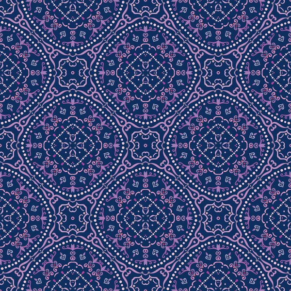 Wirbelmustervektor. Blauer und rosa Hintergrund mit lila abstrakten Blumen — Stockvektor