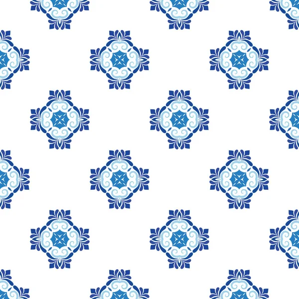 Blue mandala vector pattern. Seamless oriental ornament — Stockvector