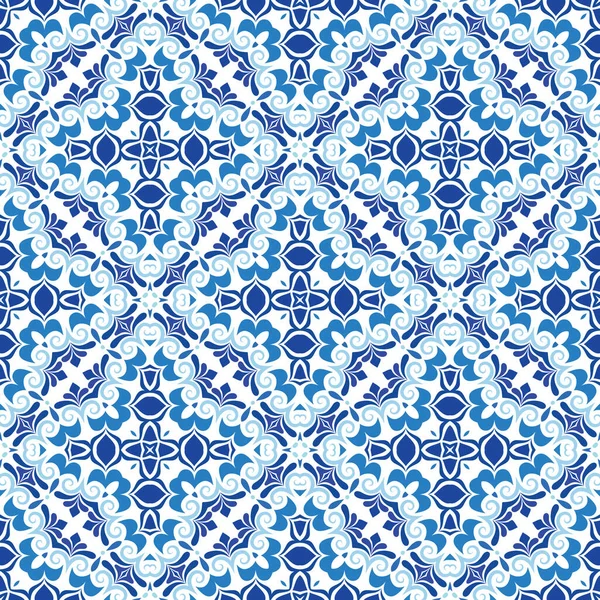 Blue mandala vector pattern. Seamless oriental ornament — Image vectorielle