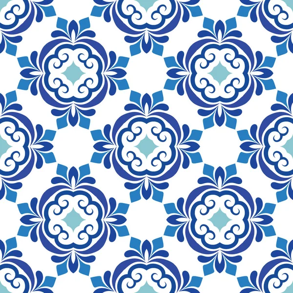 Blue mandala vector pattern. Seamless oriental ornament — Image vectorielle