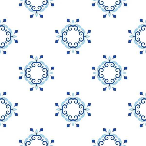 Blue mandala vector pattern. Seamless oriental ornament — Stockvector