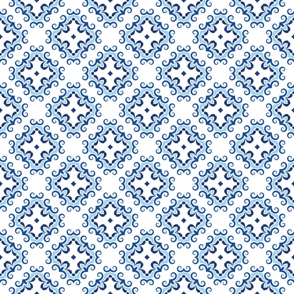 Blue mandala vector pattern. Seamless oriental ornament — Stockvektor