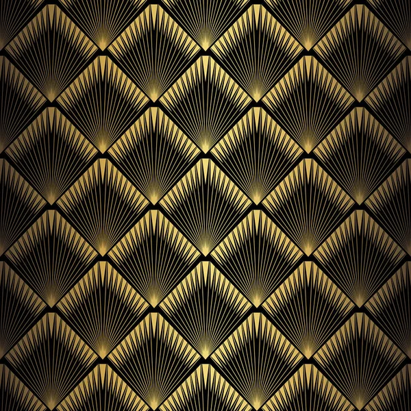 Art Deco Muster Vektorhintergrund Stil Der 1920Er Jahre Goldschwarze Textur — Stockvektor