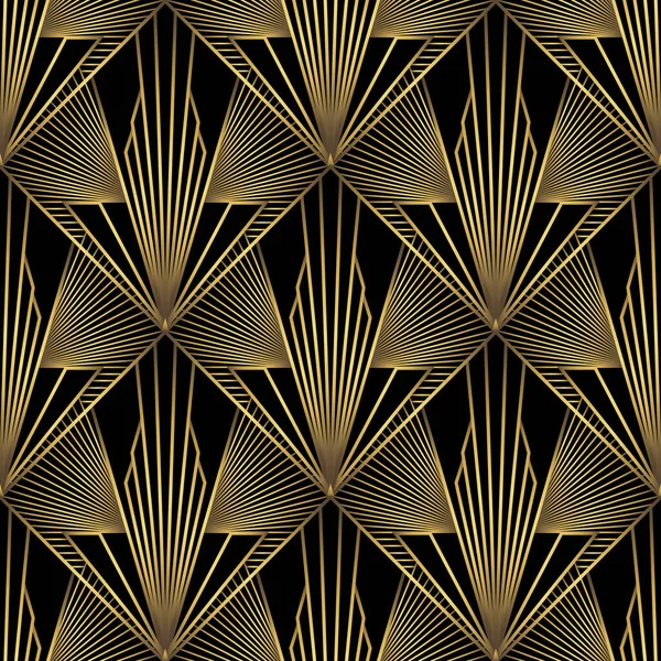 Art Deco Pattern Vector Background 1920S Style Gold Black Texture — ストックベクタ