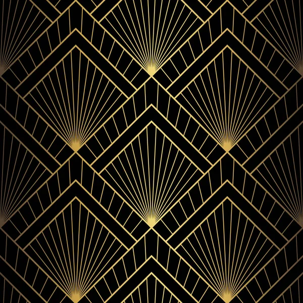 Art Deco Pattern Vector Background 1920S Style Gold Black Texture — Stok Vektör