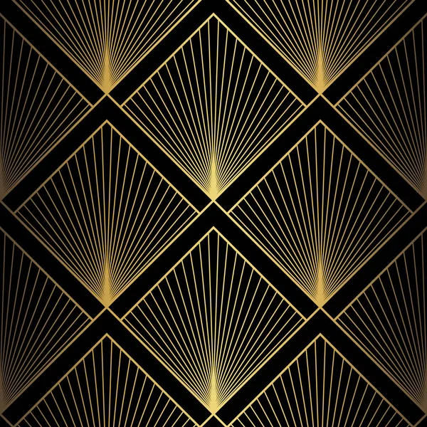 Art Deco Pattern Vector Background 1920S Style Gold Black Texture — Stok Vektör