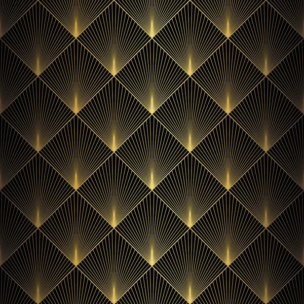 Art Deco Pattern Vector Background 1920S Style Gold Black Texture — Vetor de Stock