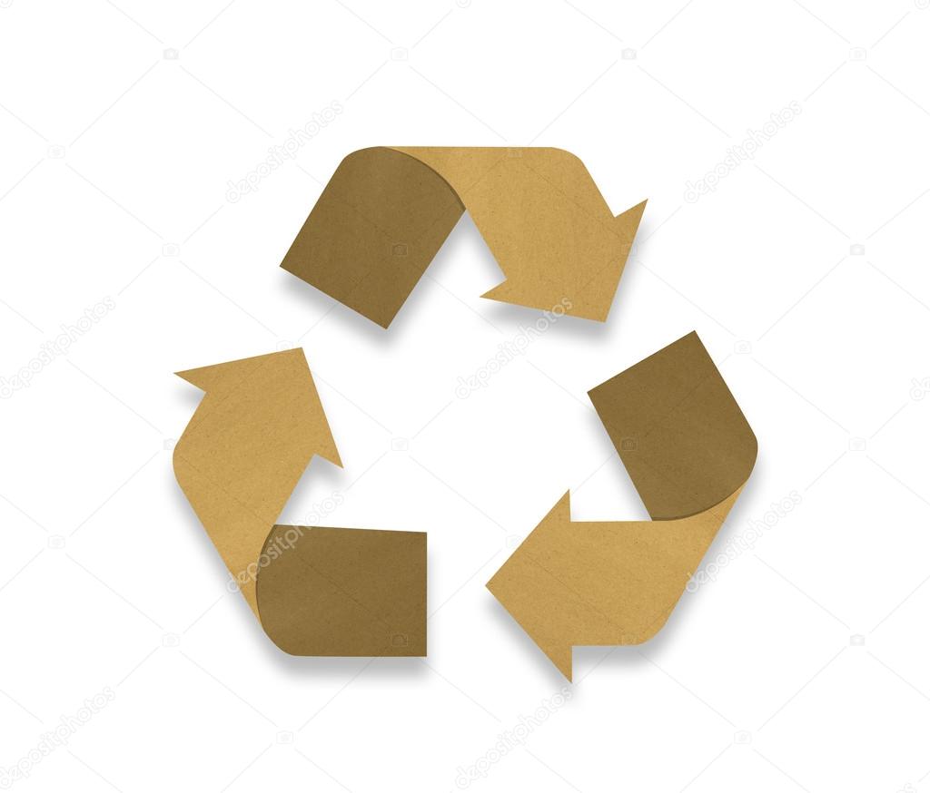 Recycle logo from recycle paper on white background