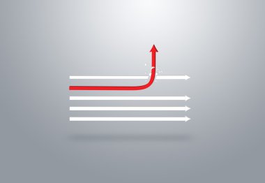 farklı yönlere kırmızı ok