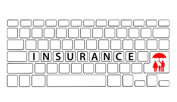 键盘与保险的措词，保险的概念 — 图库照片